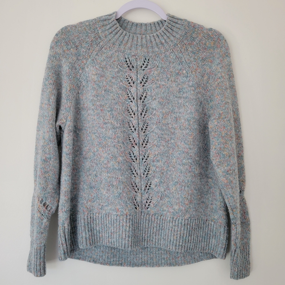 LOFT Semi Cropped Casual Blueโ Soft Tone Knit XS